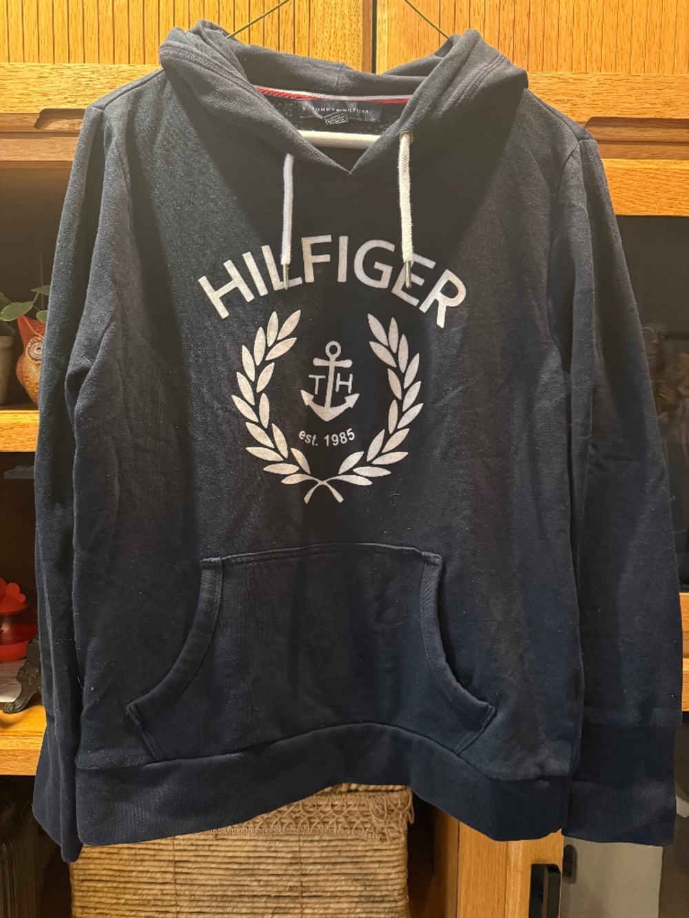 Men Navy Blue Tommy Hilfiger Hooded Sweatshirt, Size Medium